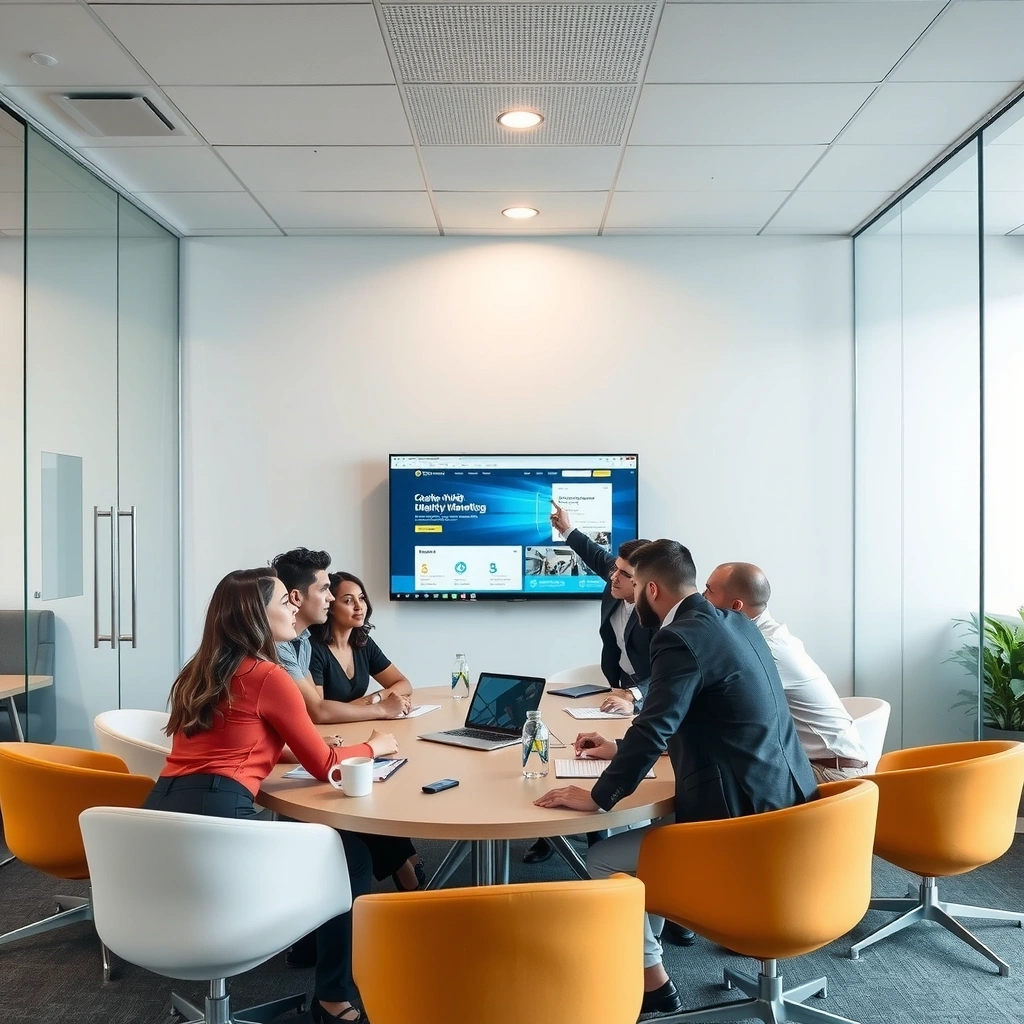 Professional marketing team meeting in modern office
